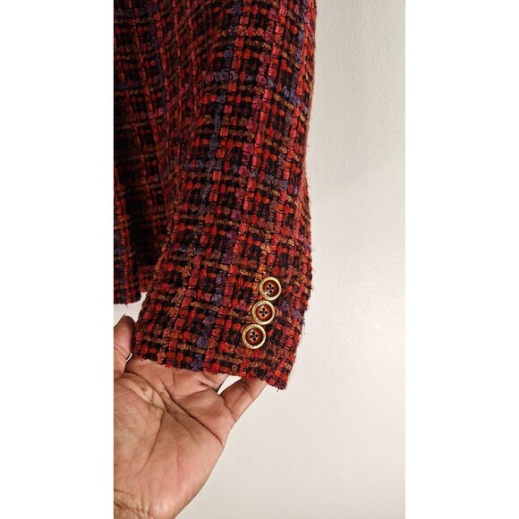 Vtg CARLISLE Wool Blend Colorful Tweed Cropped Blazer Jacket Women Sz 8 Coquette - Picture 7 of 10